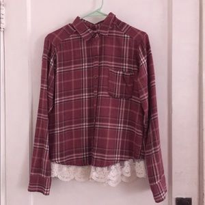 Hollister Pink/Maroon Flannel with white lacing